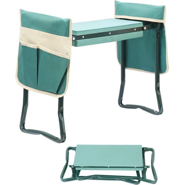 Garden Kneeler And Seat With Tool Pouch, Portable Folding Garden Stool, Heavy Duty Gardening Kneeling Bench