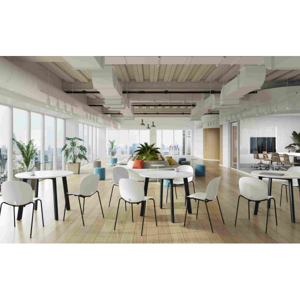 Stackable Armless PP Chair For Restaurant - Powder Coated Metal Legs