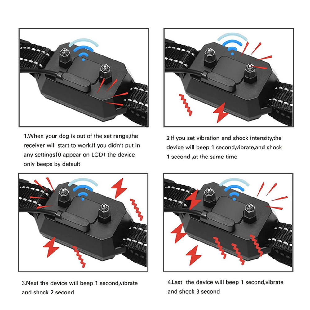 Portable Smart GPS Wireless Dog Fence System IP67 Waterproof Rechargeable Eco-Friendly Nylon Training Shock Collar Adjustable