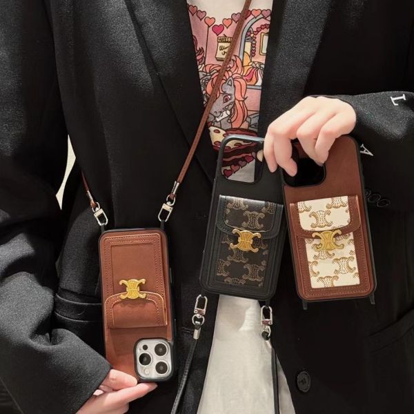 Apple Celine Designer Crossbody Full-Cover Phone Case