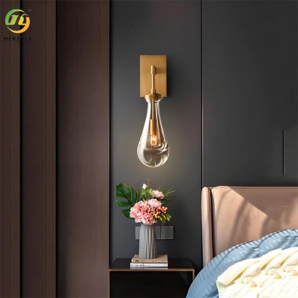 Drops Blown Glass Gold Modern Wall Light For Bedroom Living Room