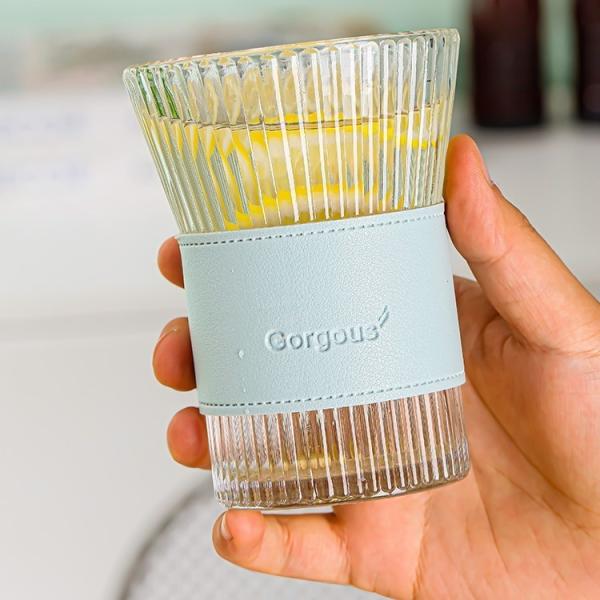 Eco-Friendly Japanese Juice Cup with Vertical Pattern and Anti-Ironing Glass