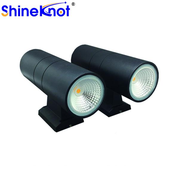 2*10W Gu10 Aluminum Round Double Head Outdoor Aluminum Wall Lamp 2- 30000 Working Lifetime