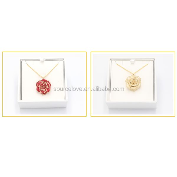 Fashion Necklace Wholesale 24K Gold Trimmed Rose Real Rose Dipped in Gold/Gold Plated Natural Rose Necklace for Birthday Gift