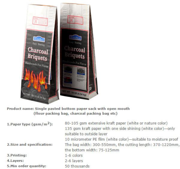Charcoal paper sack, Foodstuff packing bag , Dextrose kraft bag, Charcoal paper sack, Citric acid packing bag