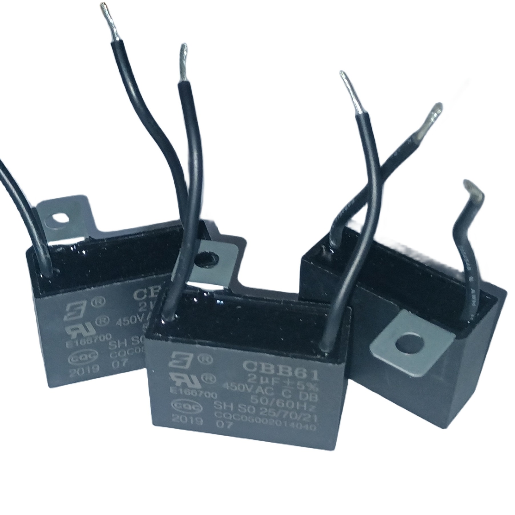 CBB61 450V 2,0mfd Конденсатор на заказ с изогнутым железным ухом с отверстием для установки