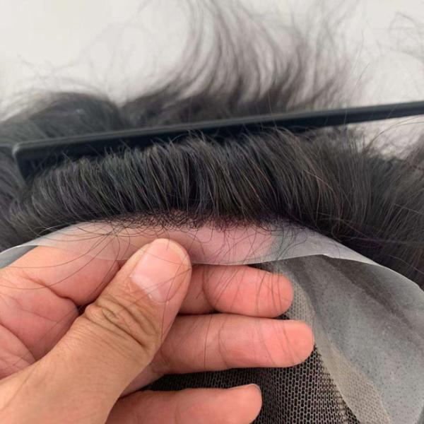100% virgem mono masculino de cabelo de substituição perucas topper parede de cabelo Full PU