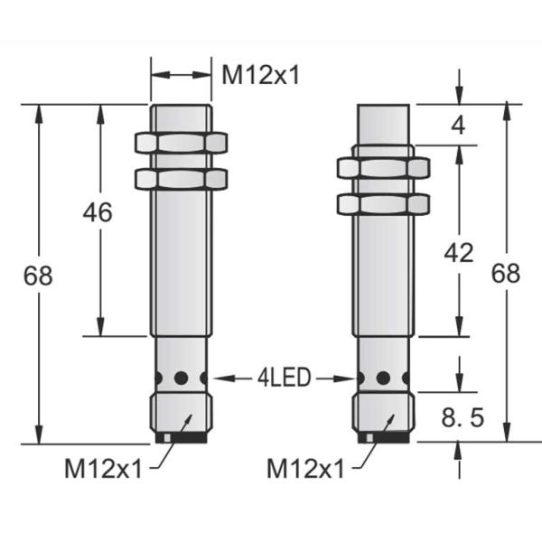 Датчик близости M12 24VDC цилиндрический долгосрочный индуктивный для обнаружения металла со штепсельной вилкой M12