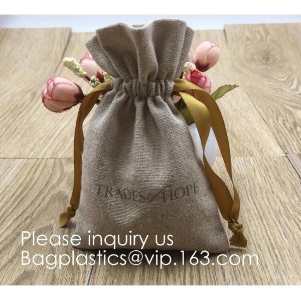 Candy Gift Pouch Bags with String Birthday Wedding Party Gift Jewlery Pouches Party Favor Jute Gift Bags Brown with Whit
