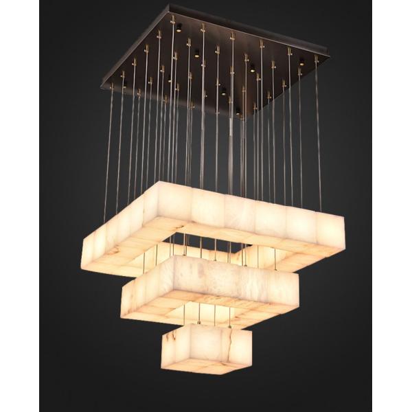 Custom Luxury Alabaster Chandelier Modern Style Villa High Ceiling Hotel Lobby Spiral Staircase Chandelier