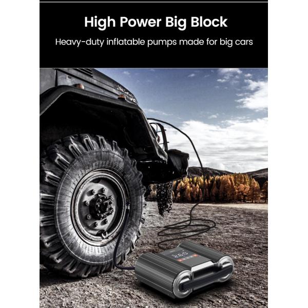Car Tyre Air Pump YANTU E2 12V DC Portable Digital Tire Inflator with 30 Cylinder Black