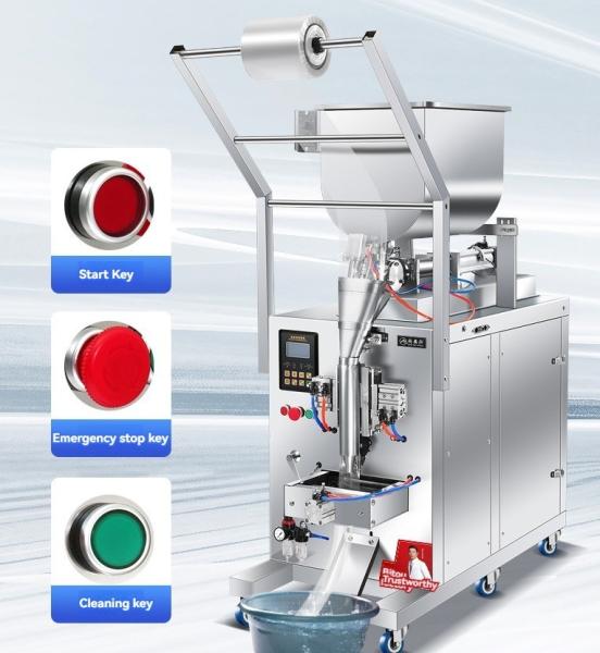 PLC Automatic Liquid Food Packaging Machine For Soy Sauce Batch Filling Wrapping