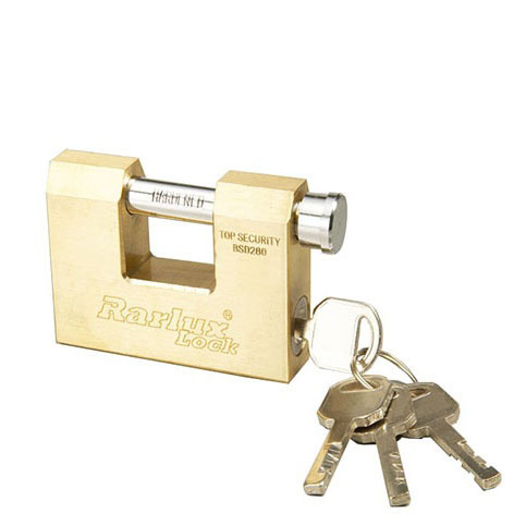 Rarlux Heavy Duty Steel Shackle Solid Padlock D Type Candado Rectangular Brass Padlock