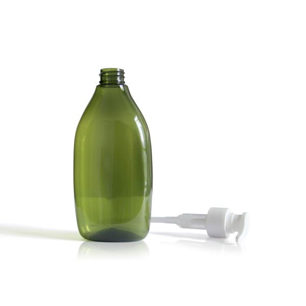 Tea Green Plastic Pump Bottles For Shampoo Products Silkscreen Surface