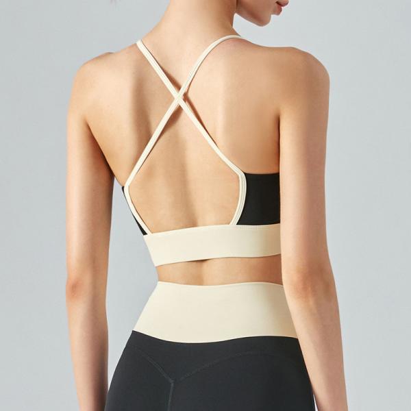 Color contrast sports bra shockproof Female Yoga vest bra with bra pad