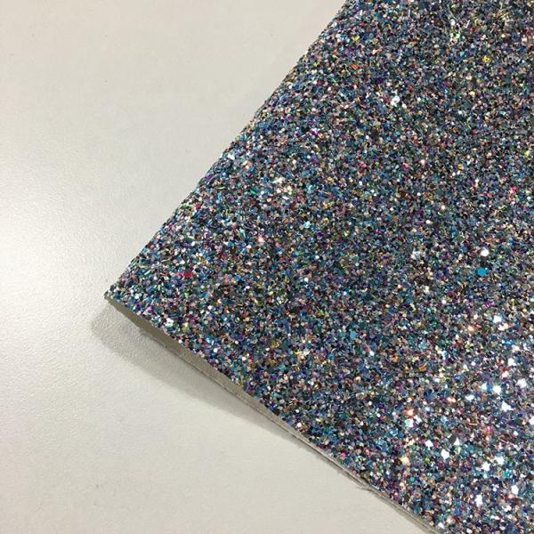54/55 Glitter Leather Fabric , Glitter Knit Fabric Woven Backing Technics