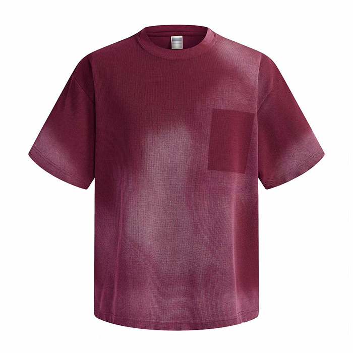 325GSM Airbrushed Waffle Knit T Shirt Anti Pilling Drop Shoulder T Shirt Gradient