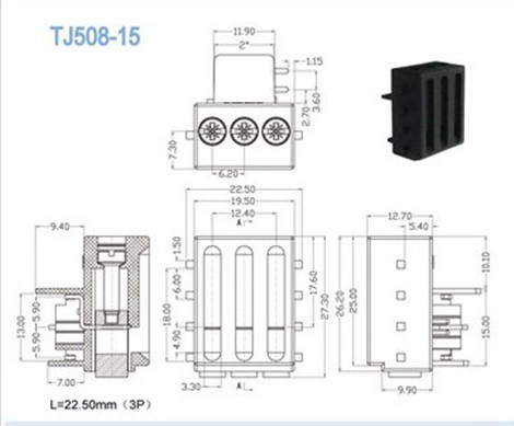 CE UL типа 6.20mm 300V 10A евро терминального блока PCB Маунта высокого напряжения