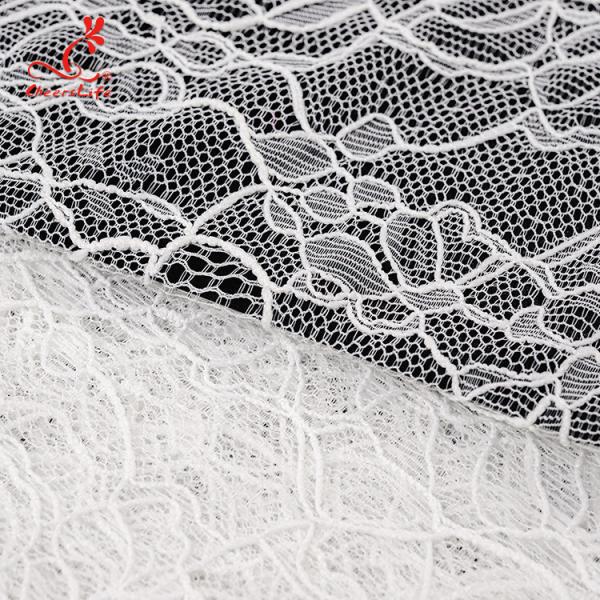 High quality White nylon lace fabric for long dress
