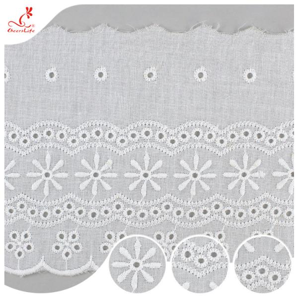 Durable Embroidered Ribbon Trim For Wedding Curtain / White Tulle Trim