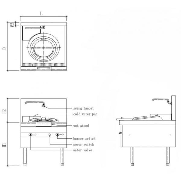 Flameout Protection SS304 760mm Commercial Chinese Cooking Equipment