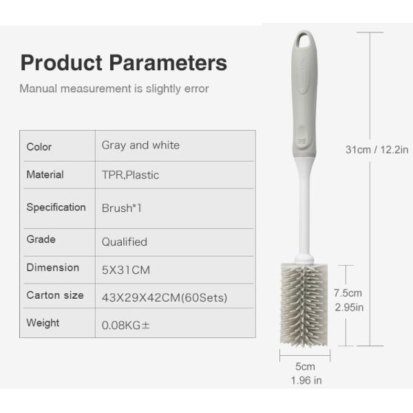 Пластиковое домоустройство бутылки чистит чашку щеткой ТПР для серого цвета стеклянной чистки белого