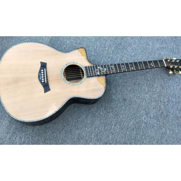 Left handed Cutaway 916 Acoustic guitar,Solid spruce top,Factory Ebony Fretboard Guitar,Abalone inlays OEM Guitar
