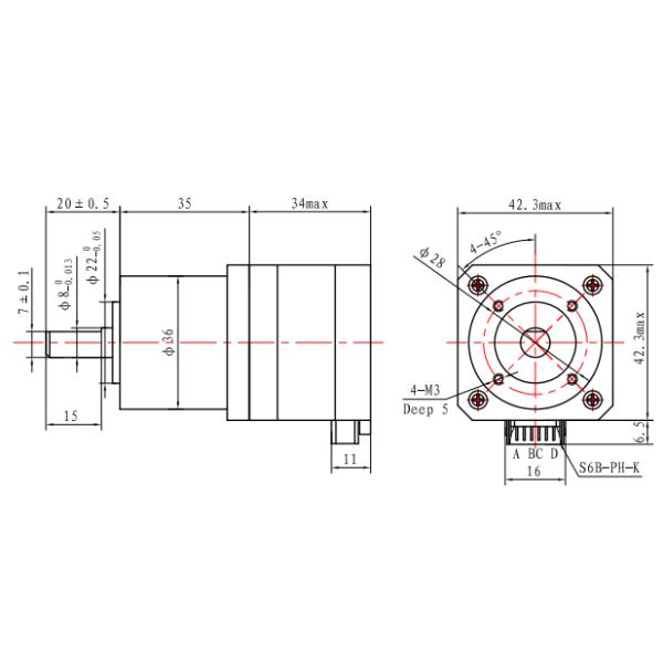 мотор 260mNM мотора 34mm Casun коробки передач 6.4V 1.28A Stepper Stepper