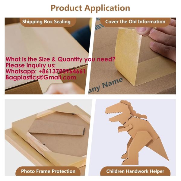Recyclable Packaging Tape Self Adhesive Box Tape For Shipping, Sealing, Moving & Masking Eco-Friendly Kraft Paper Tape, Biodegradable Heavy Duty Packing Tape