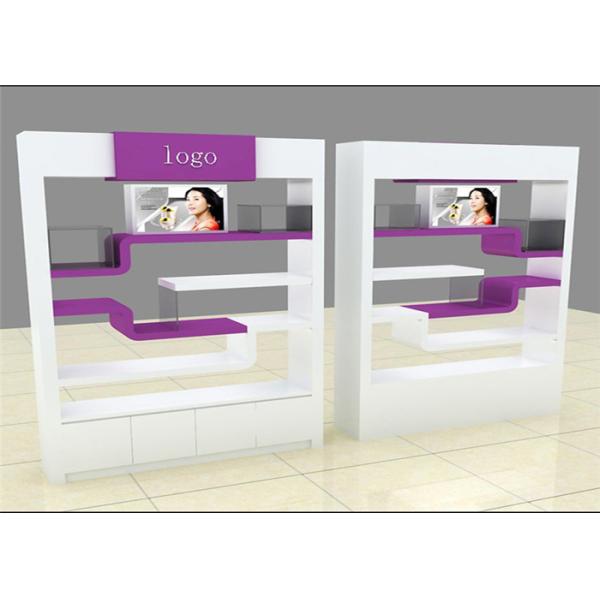 Pink Fashion Cosmetic Store Furniture / Makeup Display Showcase With Led Light