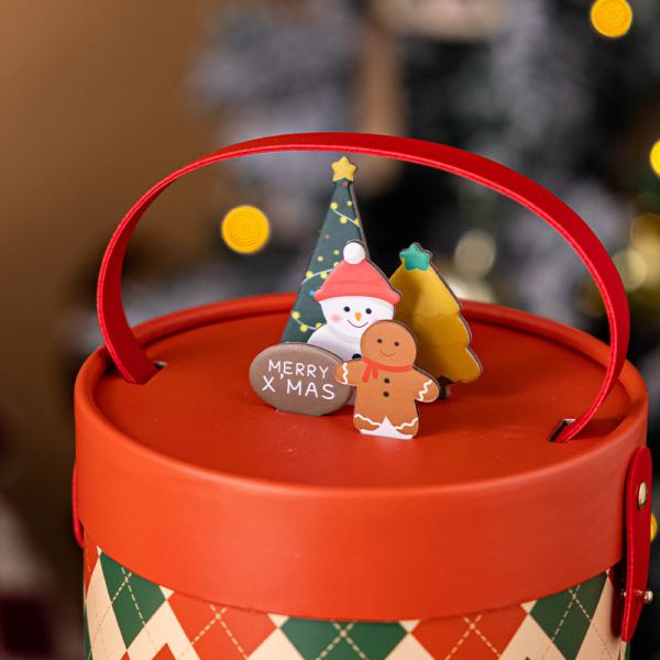 Bolsas de regalo de Navidad de papel redondo de cilindro creativo personalizado Tubo de embalaje con mango