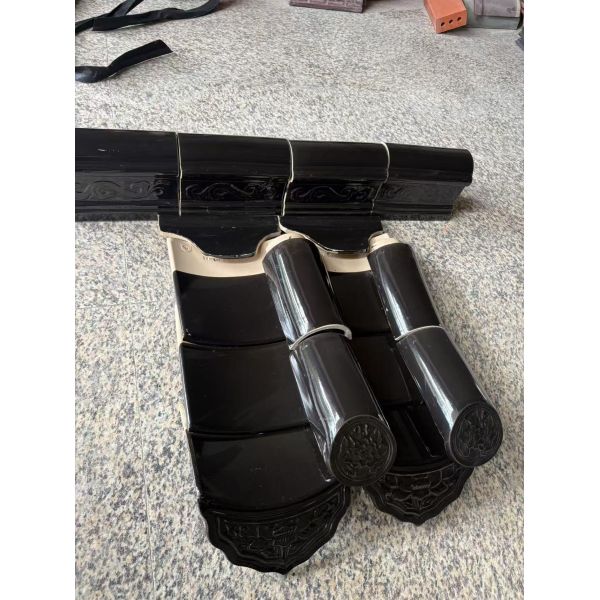 Antique Chinese Style Black Glazed Roof Tile Ceramic Glossing Roofing Bamboo Tiles for Traditional House Temple Gazebo