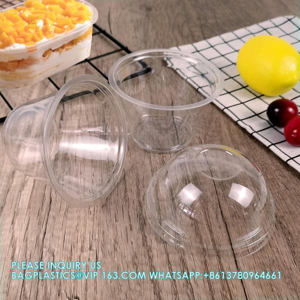 Plastic Cups Ice-Cream Cups Dome Lids, 180ml/6oz Sundae Dessert Cups For Iced Coffee Cold Drinks Frozen Yogut
