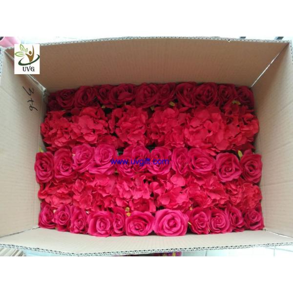 UVG fashionable artificial flower mat carpet in roses and hydrangeas for wedding backdrop wall decoration CHR1136