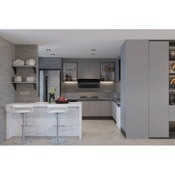 Sleek And Functional Kitchen Cabinet With Fadior Starry Grey Finish