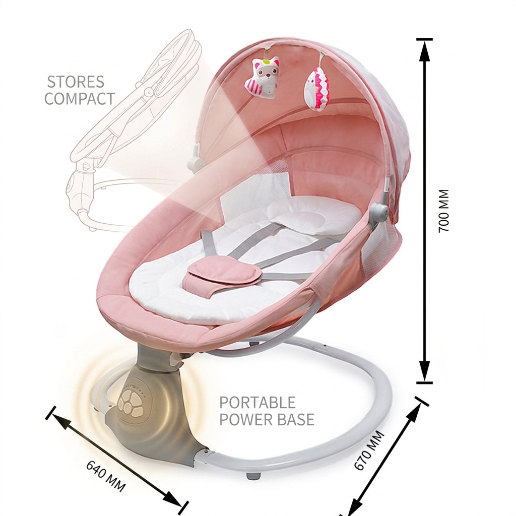Baby Store Resale Electric Infant Rocker Retail Ready Packaging with Gift Box Option USA