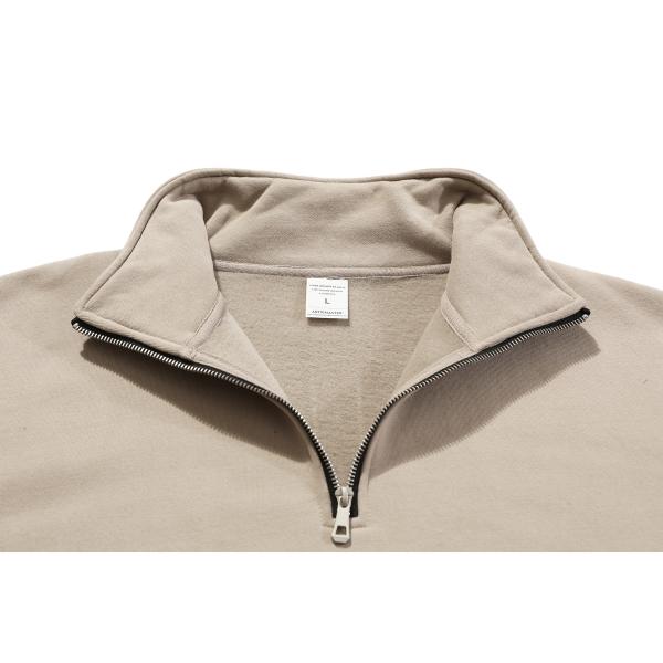 Дизайнер мужчины уличный капустник свитер Crop Top Slim 380g 95% хлопка Half Zip Stand Collar Street Wear капуста