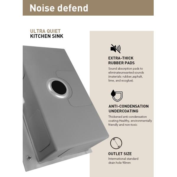 Modern SS 304 Kitchen Sink , Single Basin Stainless Steel Sink With Silver Brushed Finish