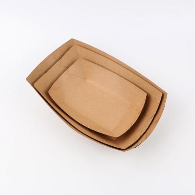 Fast Food French Fry Containers Kraft Paper Boat Serving To Go Containers Packaging