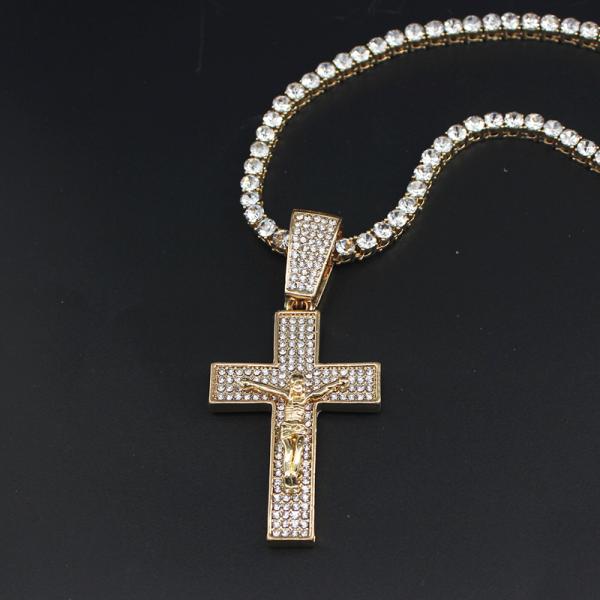 Fashion Hip Hop CRUCIFIX CROSS Pendant Necklace Hiphop 4mm Twist Rope Tennis Chain Necklaces For Men Women Jewelry Party Gifts