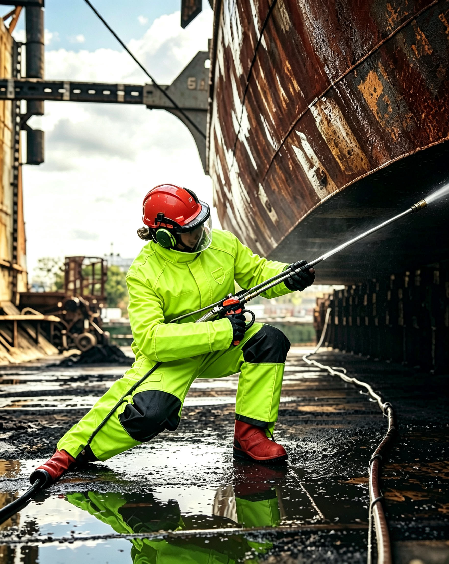 Wear Resistant Waterproof Bib Trousers UHP Working Bib Overalls For Marine Industrial Cleaning Operation