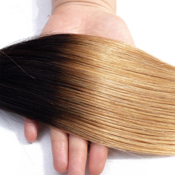 100% Virgin Peruvian Human Hair Weave 1B / 27 Straight Hair Extensions