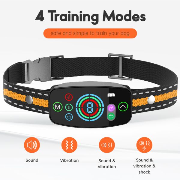 Automatic Activated Anti Bark Training Collar for Dogs Rechargeable Electric Shock Control Waterproof IPX7 20+ Hours Battery
