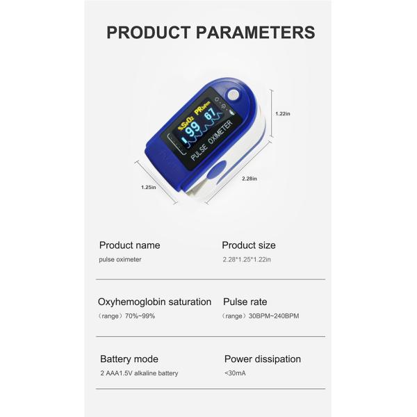 CE FDA ABS 106kPa 30mA 240BPM Finger Pulse Oximeter