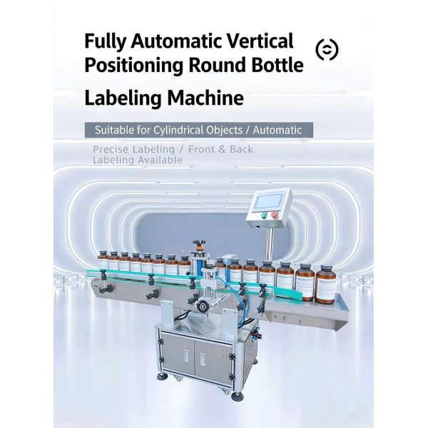 Fully automatic vertical positioning round bottle labeling machine CH-302 wine bottle glass bottle taper bottle adhesive labeling machine