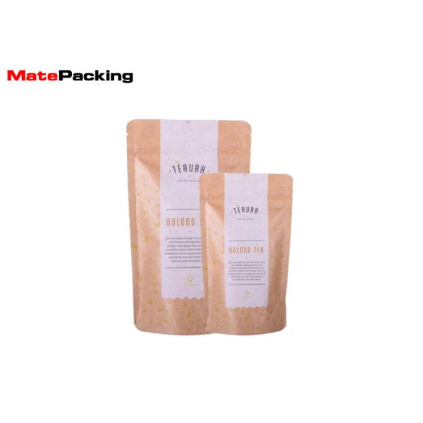 Kraft Paper Stand Up Coffee Bean Packaging Bags Pouches 0.05 - 0.2mm Thickness