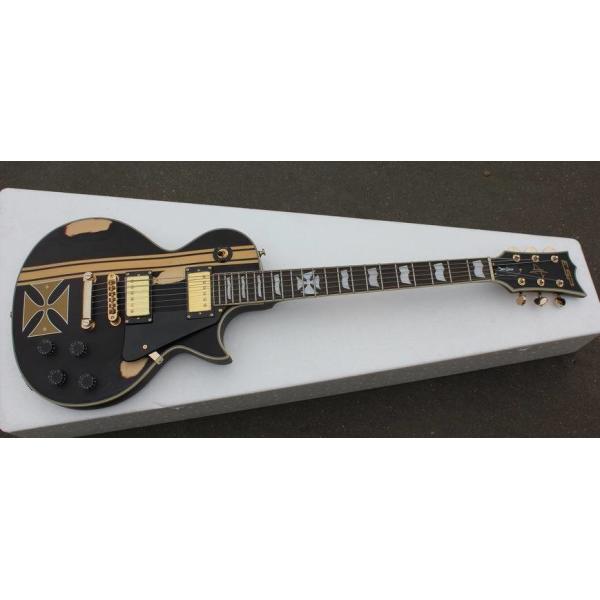 BLACK ESP style solid body guitar,gold hardware,single cutaway Tuneomatic/stoptail bridge 2xHBsFree shipping direct from