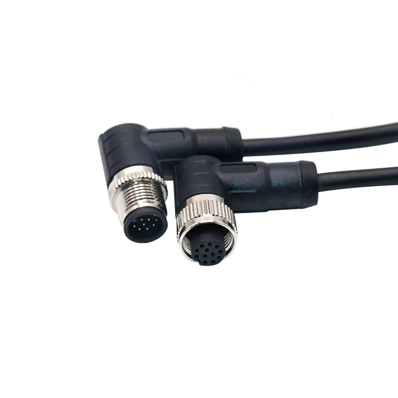 M12 Male Female 90° Right Angle Cable Connector Industrial Automation Circular