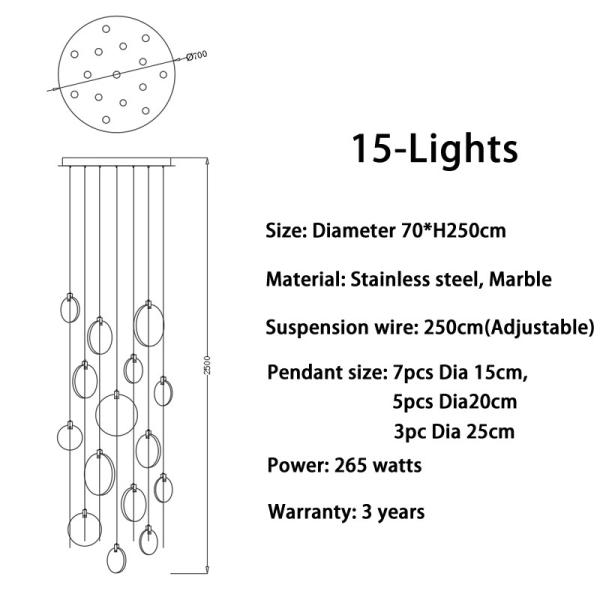 Modern Long Pendant Lights Luxury Staircase Marble Pendant Light(WH-NC-62）