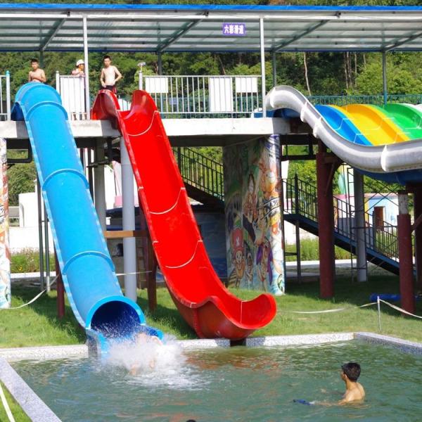 Water Park Swimming Pool Slides , Fiberglass Barrel And Sled Slides